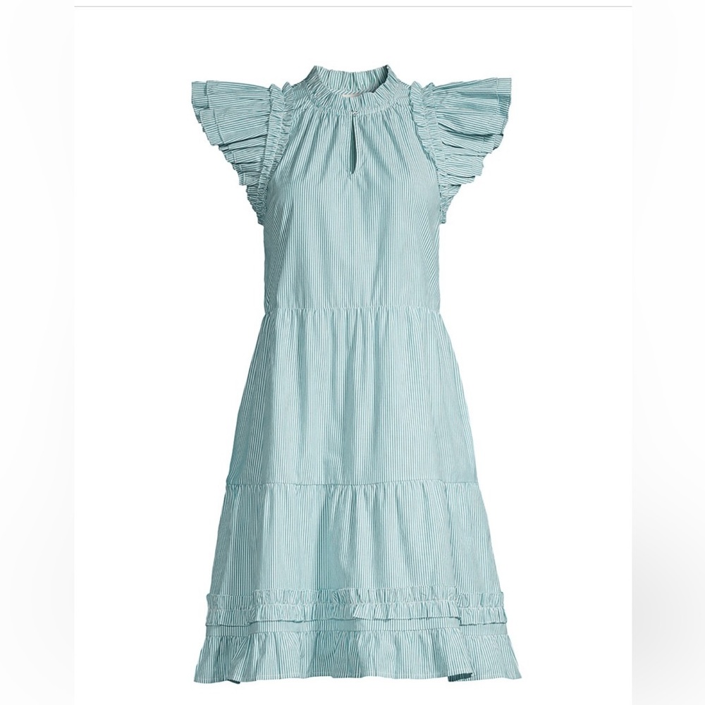 Vineyard Vines Striped Tiered Ruffle neck dress size XS